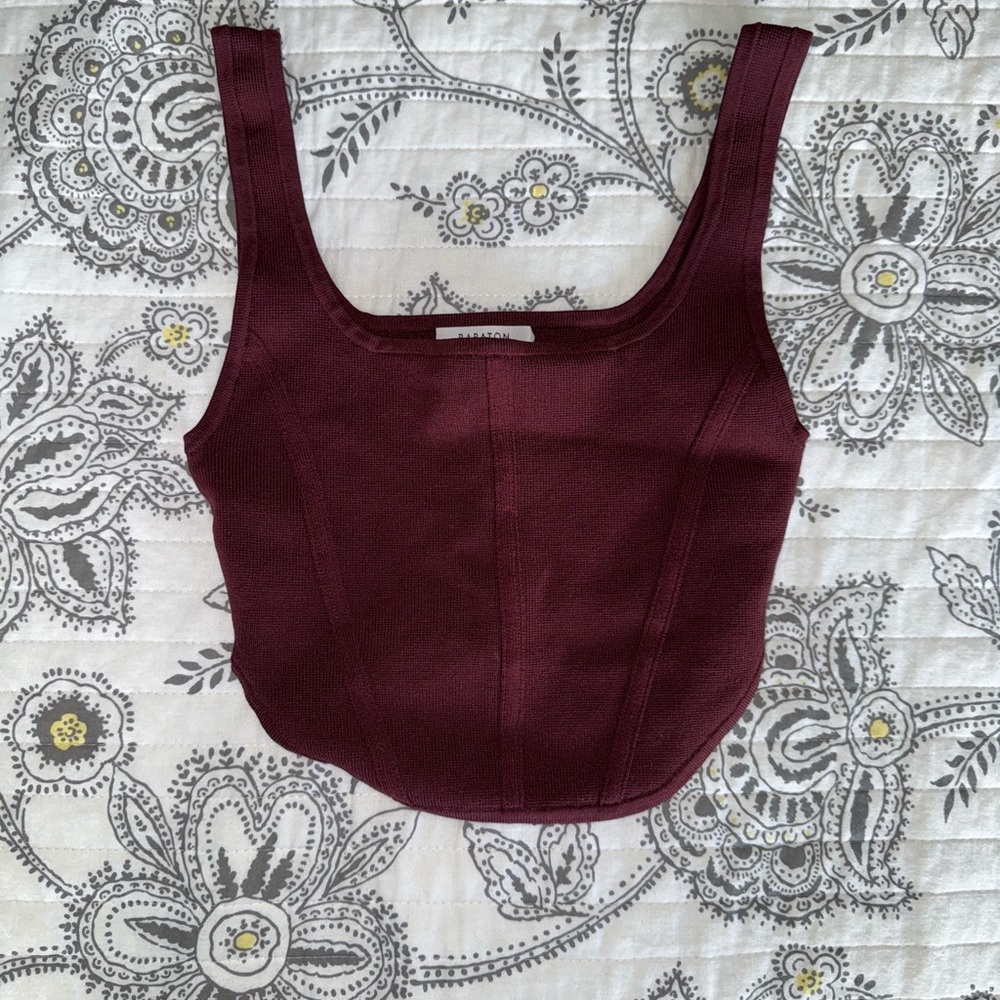 Babaton Red Fitted Crop Tank Top